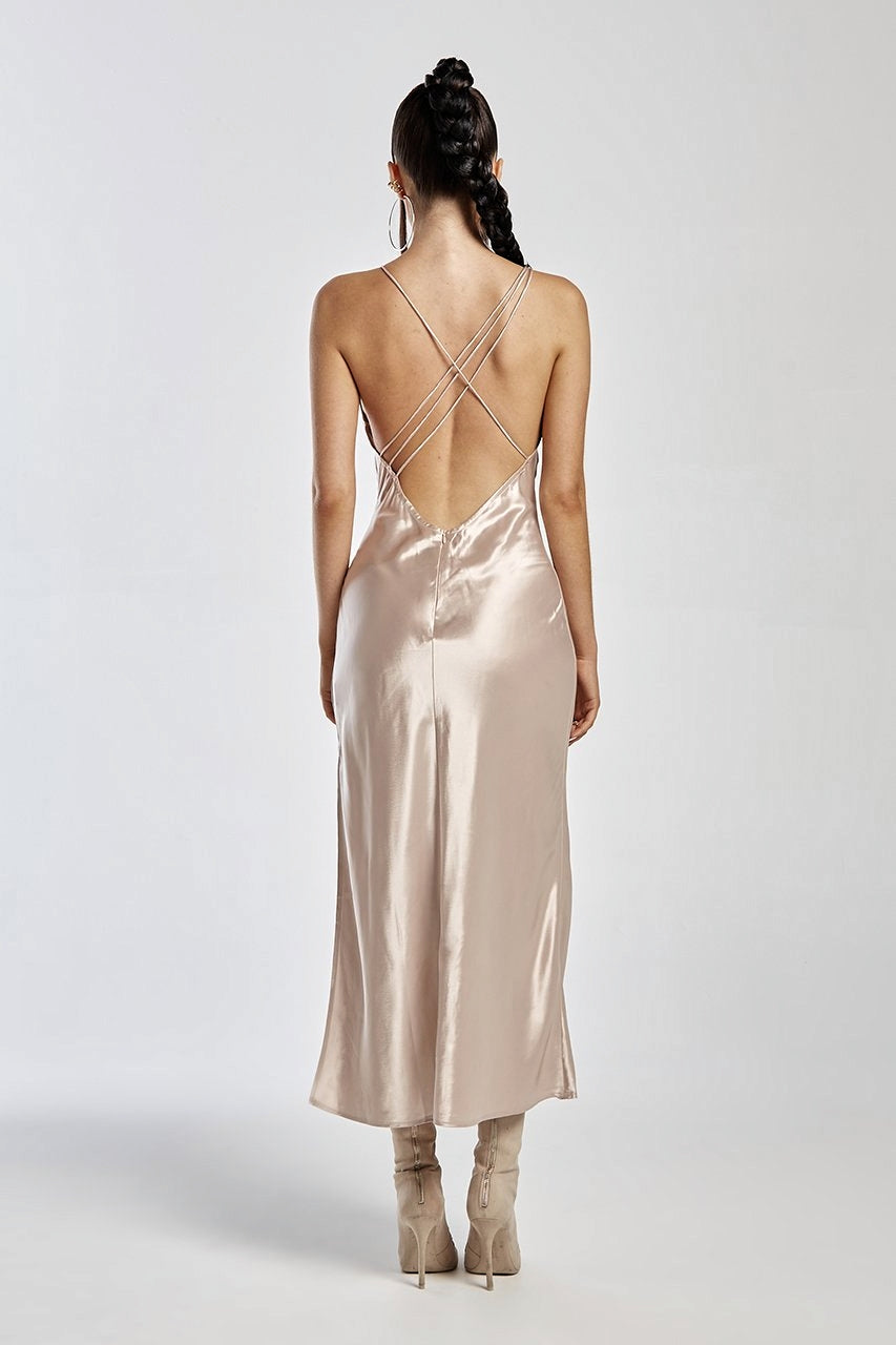 IZI ANGUS X RUNAWAY Womens Safia Slip Dress - Champagne, WOMENS DRESSES, RUNAWAY, Elwood 101