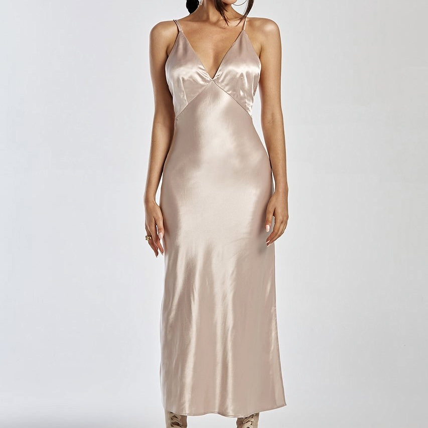 IZI ANGUS X RUNAWAY Womens Safia Slip Dress - Champagne, WOMENS DRESSES, RUNAWAY, Elwood 101
