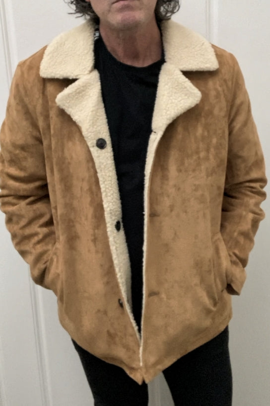 WranglerMens Faux Pas Sherpa Coat - Tan, MENS JACKETS, WRANGLER, Elwood 101