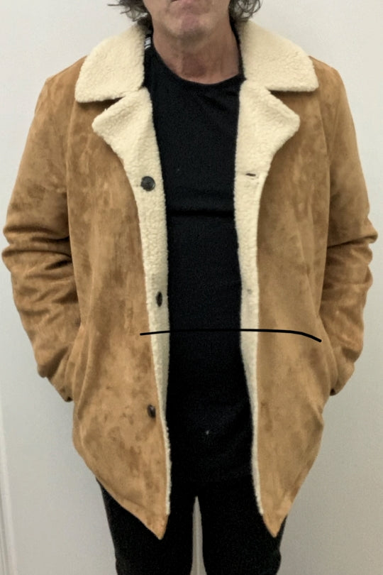 WranglerMens Faux Pas Sherpa Coat - Tan, MENS JACKETS, WRANGLER, Elwood 101
