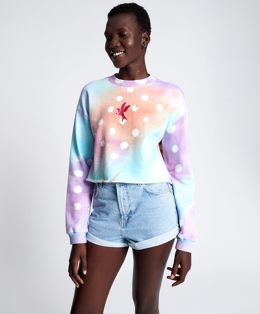 ONETEASPOON Womens Graffiti Tie Dye Cropped Sweat, WOMENS KNITS & SWEATERS, OneTeaspoon, Elwood 101