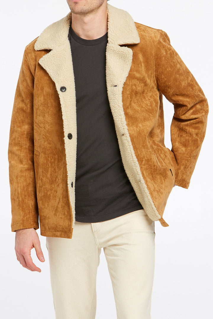 WranglerMens Faux Pas Sherpa Coat - Tan, MENS JACKETS, WRANGLER, Elwood 101