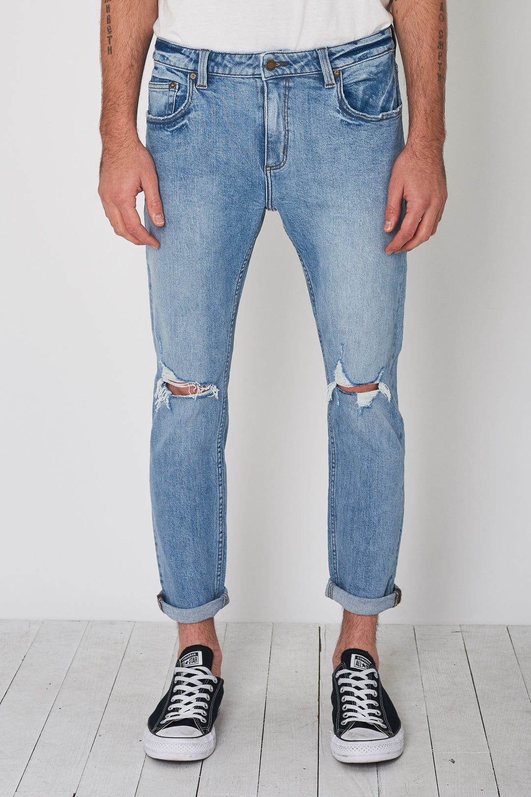 Rollas MENS ROLLIES  SLIM FIT JEANS - ORGANIC CRUSH DESTROY, MENS DENIM, ROLLAS, Elwood 101