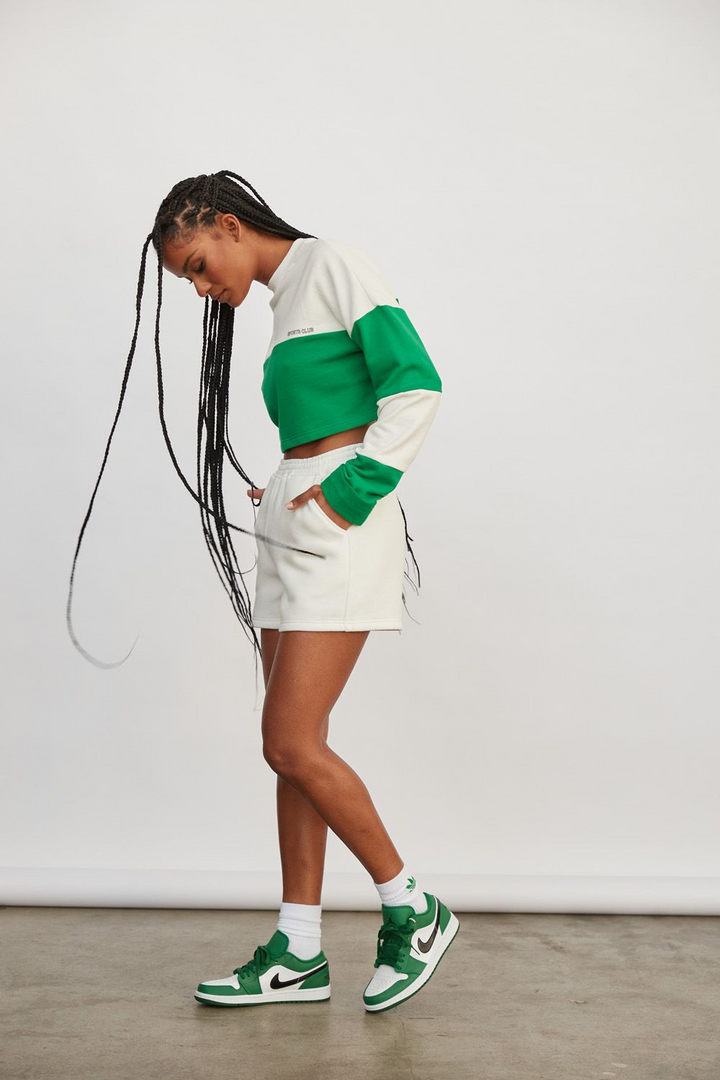 ATOIR SPORTS CLUB Womens Team Player Crop Jumper - White & Kelly Green, WOMENS KNITS & SWEATERS, ATOIR, Elwood 101