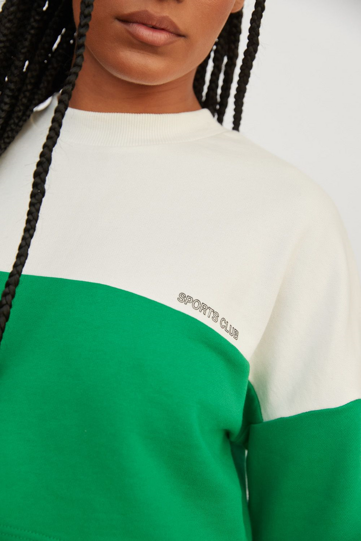 ATOIR SPORTS CLUB Womens Team Player Crop Jumper - White & Kelly Green, WOMENS KNITS & SWEATERS, ATOIR, Elwood 101