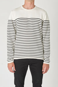 NEUW Mens Strummer Stripe  Knit - Off White, MENS KNITS & SWEATERS, NEUW, Elwood 101