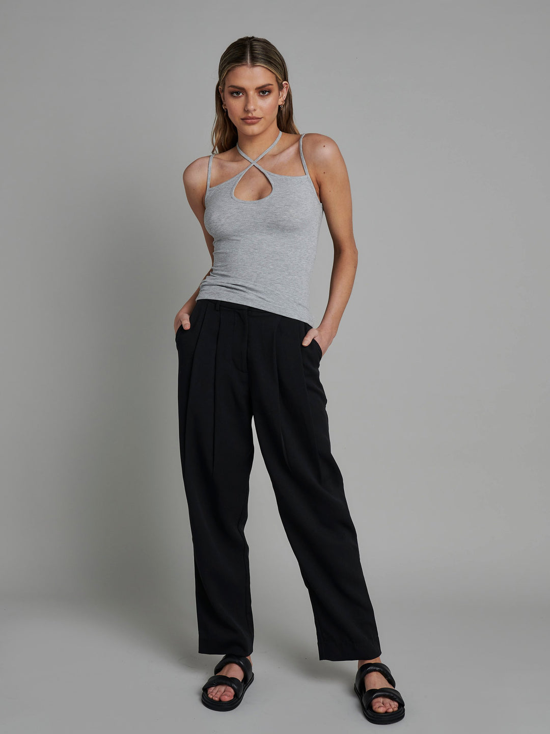 BAYSE BRAND Womens Riley Top - Grey Marle, WOMENS TOPS & SHIRTS, BAYSE BRAND, Elwood 101