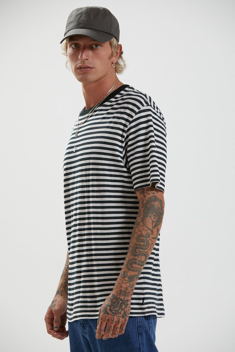 AFENDS Mens Hemp Stripe Retro Fit T-Shirt - Black, MENS TEE SHIRTS, AFENDS, Elwood 101
