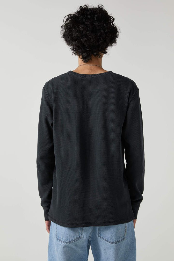 NEUW Mens Waffle Long Sleeve Tee - Black, MENS TEE SHIRTS, NEUW, Elwood 101