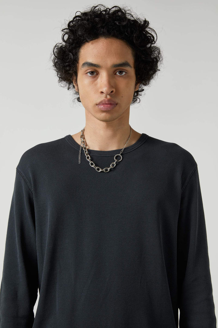 NEUW Mens Waffle Long Sleeve Tee - Black, MENS TEE SHIRTS, NEUW, Elwood 101