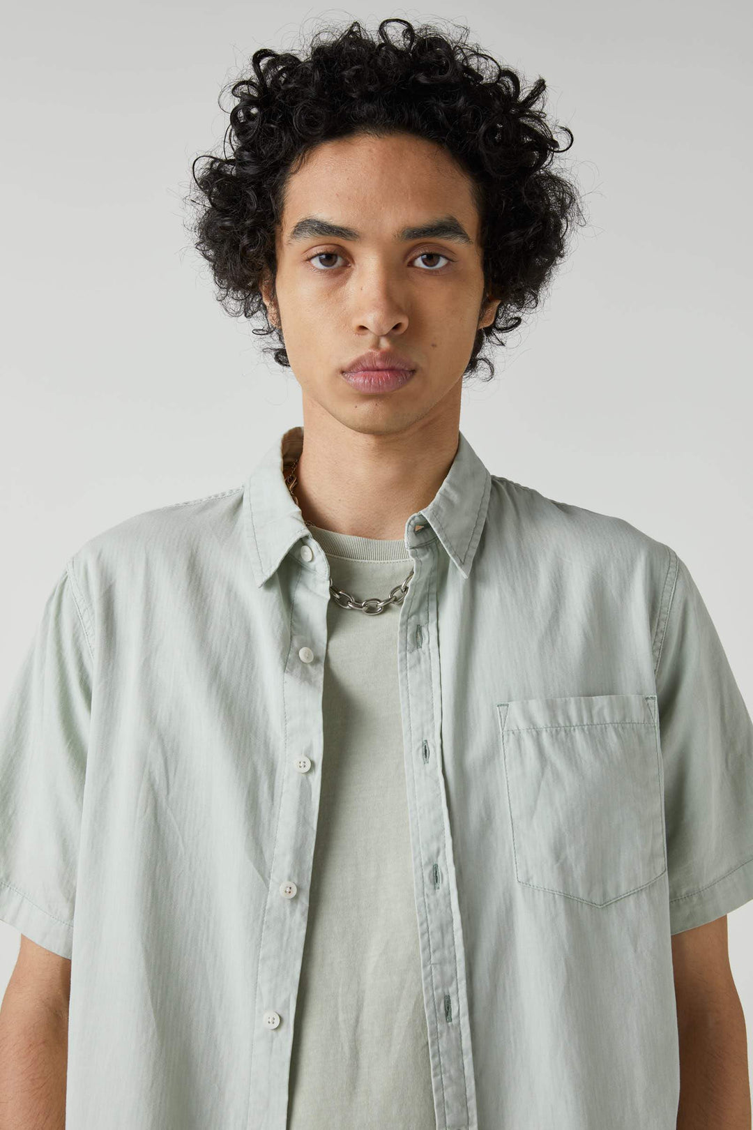 NEUW Mens Everyday HB Short Sleeve Shirt - Washed Organic Sage, MENS SHIRTS, NEUW, Elwood 101