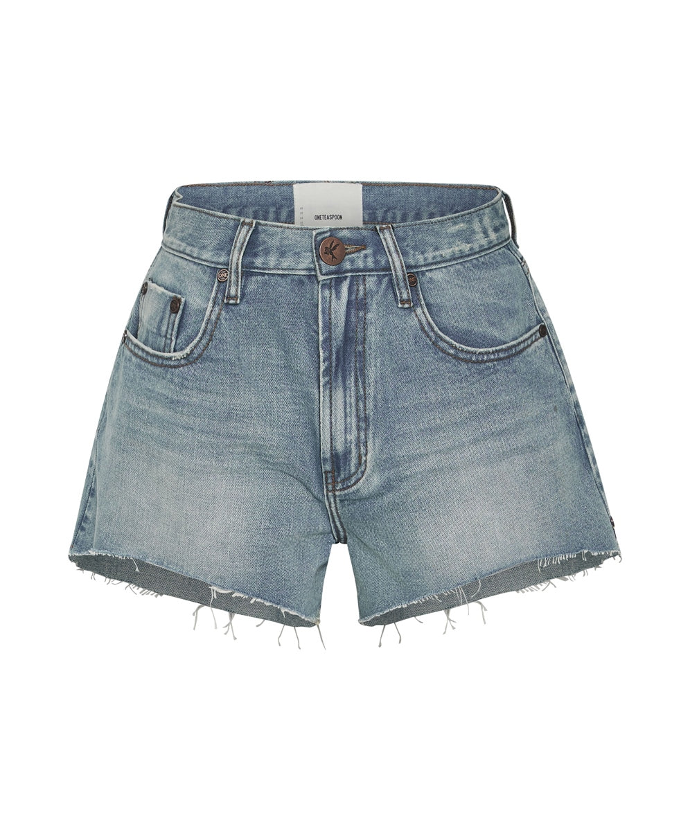 ONE TEASPOON Womens Hendrixe Mid Waist Trucker Denim Shorts, WOMENS SHORTS, OneTeaspoon, Elwood 101