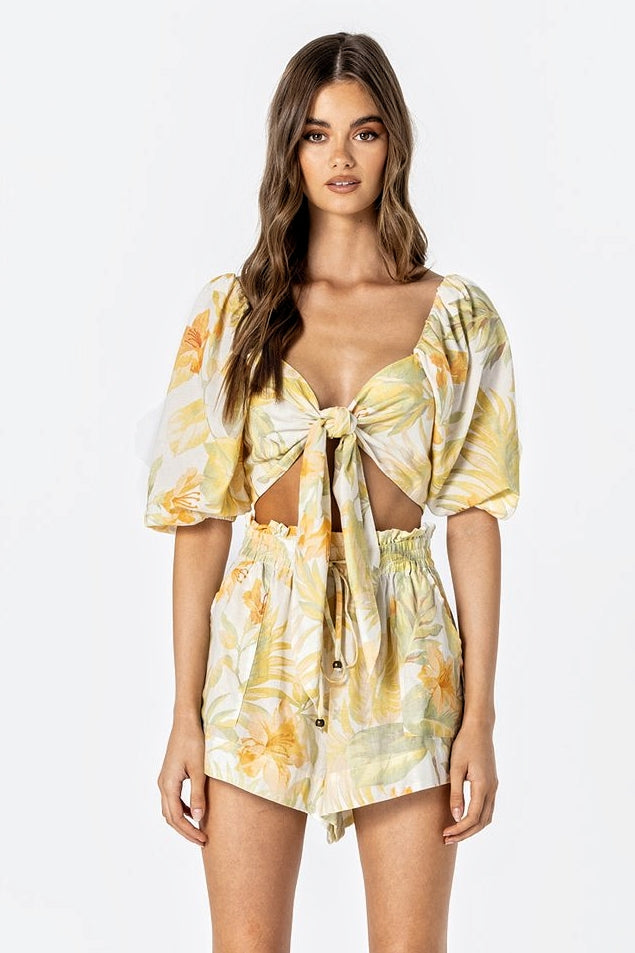 LE SALTY Womens Jerry Tie Crop - Citrus, WOMENS TOPS & SHIRTS, LE SALTY, Elwood 101