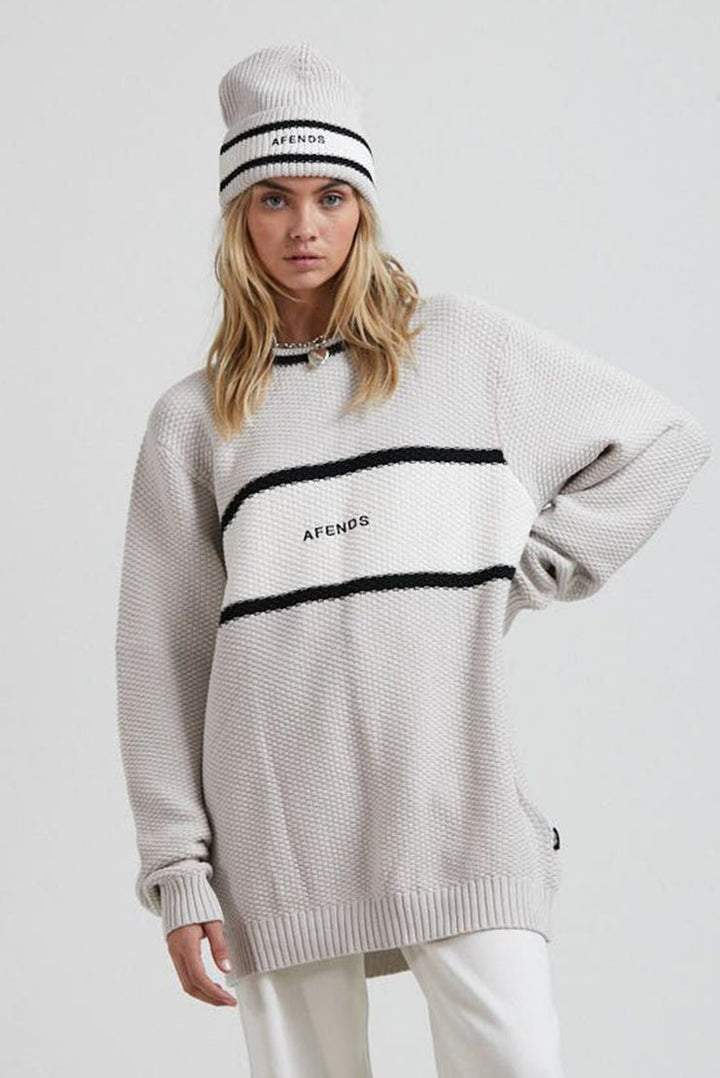 AFENDS MENS Campbell - Unisex Recycled Knit Crew - Glacier, MENS KNITS & SWEATERS, AFENDS, Elwood 101