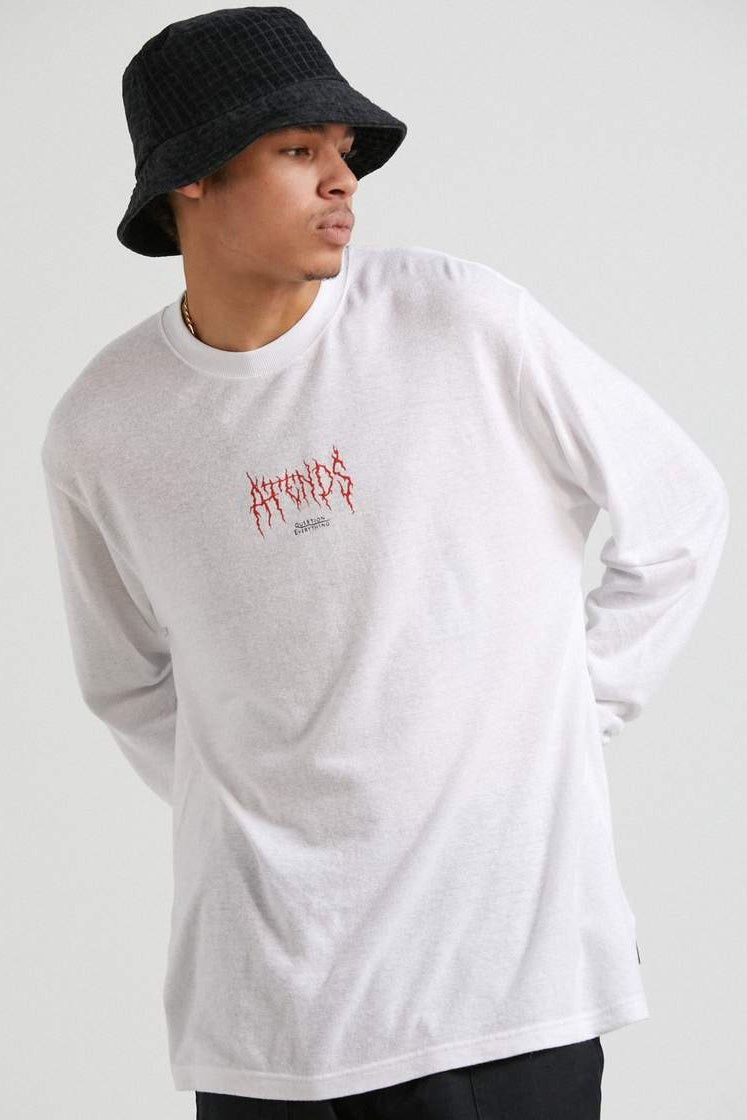 AFENDS MENS Other Days - Hemp Retro Fit Long Sleeve T Shirt - White, MENS TEE SHIRTS, AFENDS, Elwood 101