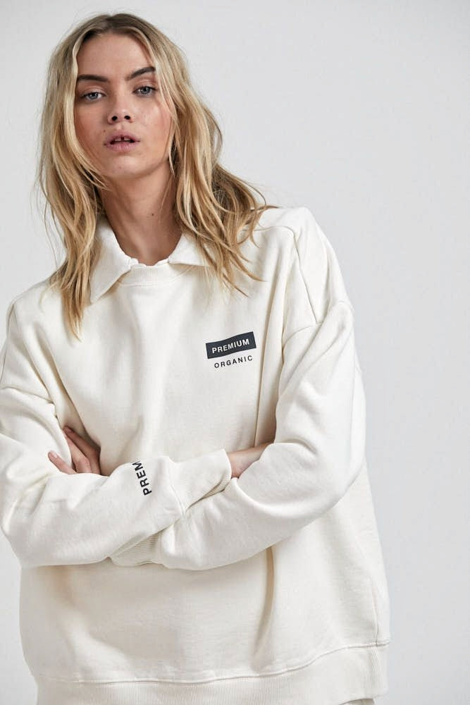 AFENDS MENS Maximum - Unisex Organic Crew Neck Jumper - Off White, MENS KNITS & SWEATERS, AFENDS, Elwood 101