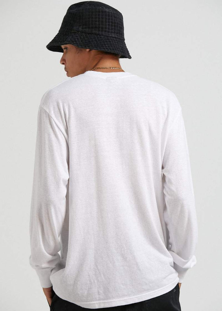 AFENDS MENS Other Days - Hemp Retro Fit Long Sleeve T Shirt - White, MENS TEE SHIRTS, AFENDS, Elwood 101