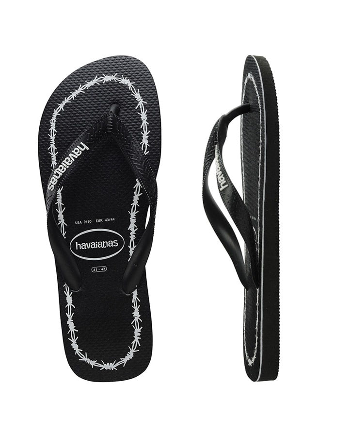 HAVAIANAS Top Print Goodvibez (Barbed Wire) Thongs - Black/White Male, MENS HAVAIANAS & THONGS, HAVAIANAS, Elwood 101