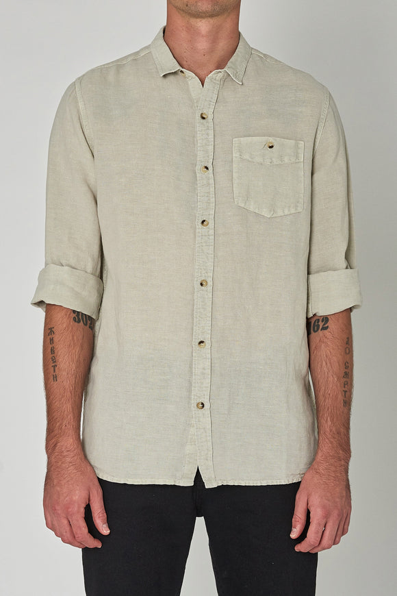 ROLLAS Mens Men At Work L/S Hemp Shirt - Stone, MENS SHIRTS, ROLLAS, Elwood 101