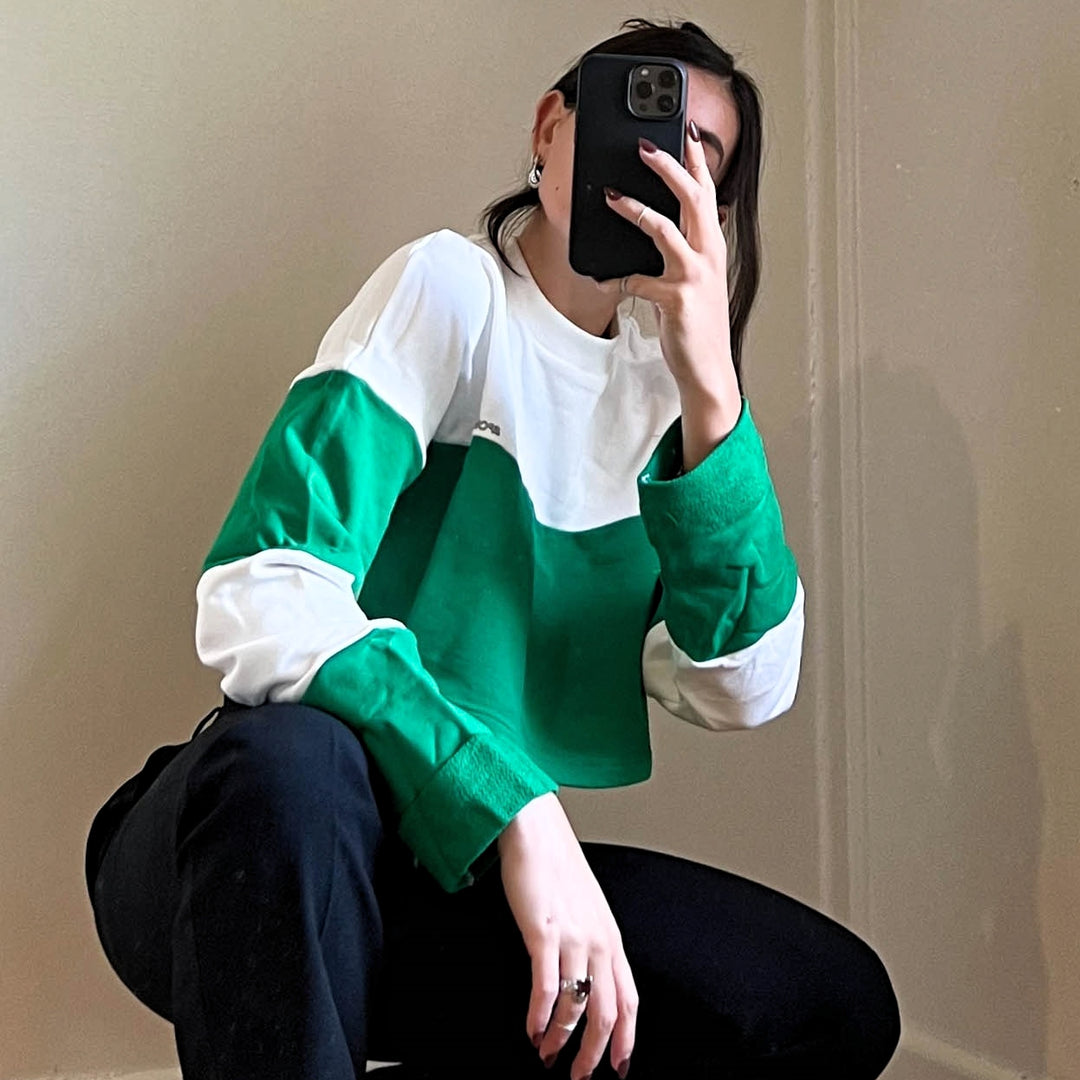 ATOIR SPORTS CLUB Womens Team Player Crop Jumper - White & Kelly Green, WOMENS KNITS & SWEATERS, ATOIR, Elwood 101