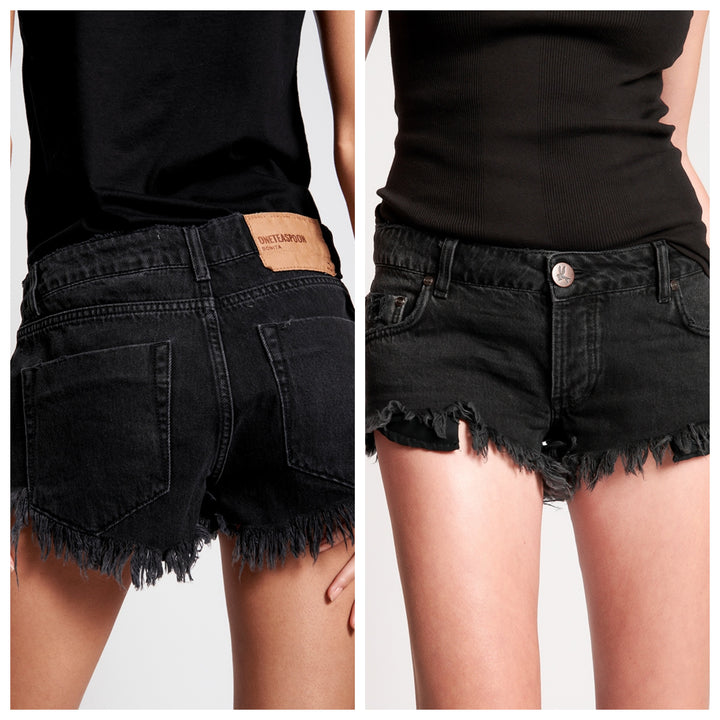 OneTeaspoon Womens Worn Black Bonitas Low Waist Denim Shorts - Worn Black, WOMENS SHORTS, OneTeaspoon, Elwood 101