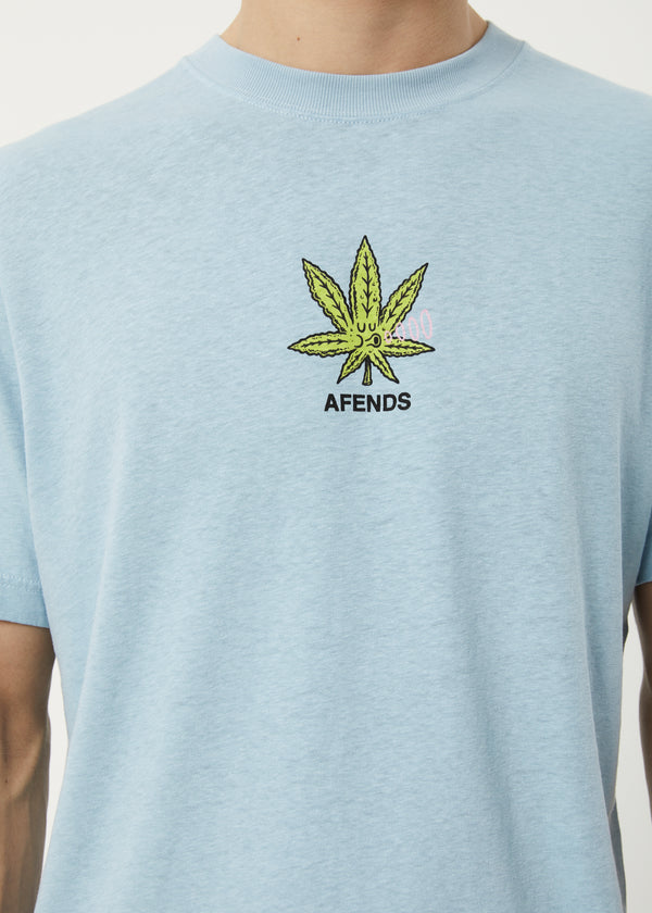 AFENDS Mens Coasting Hemp Retro Graphic Tee Shirt Sky Blue