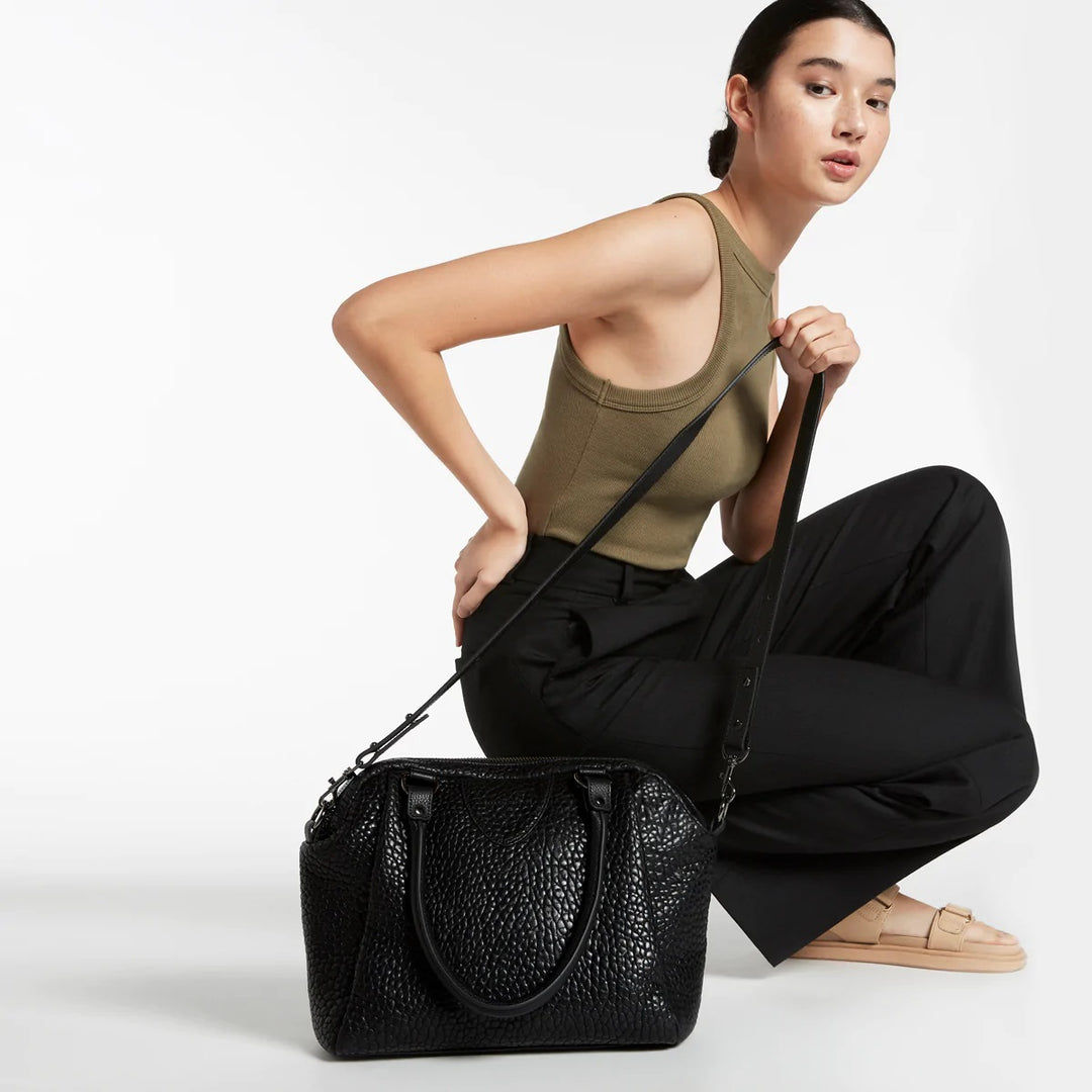 Status Anxiety WOMENS FORCE OF BEING LEATHER BAG - BLACK BUBBLE, WOMENS BAGS & CLUTCHES, STATUS ANXIETY, Elwood 101
