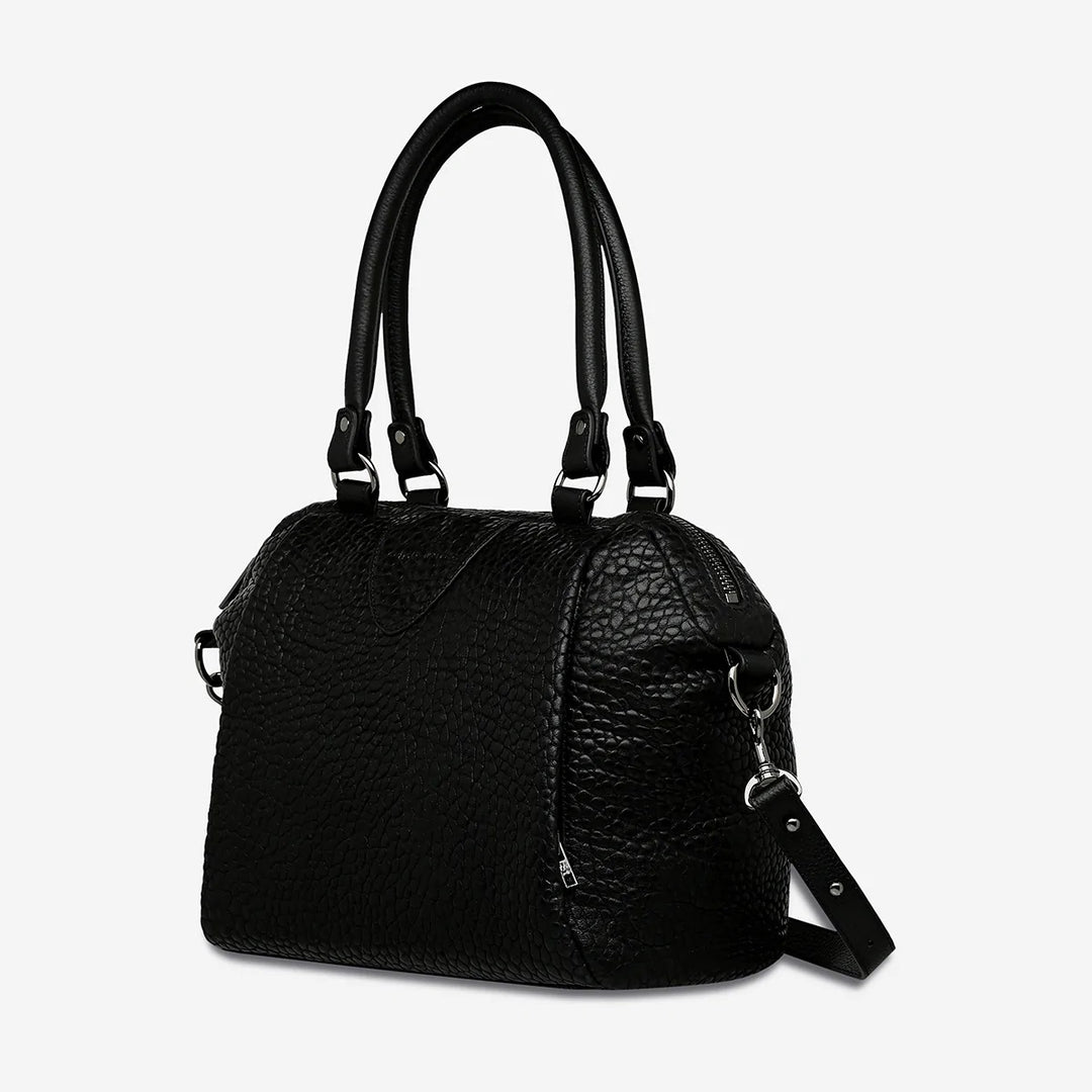 Status Anxiety WOMENS FORCE OF BEING LEATHER BAG - BLACK BUBBLE, WOMENS BAGS & CLUTCHES, STATUS ANXIETY, Elwood 101