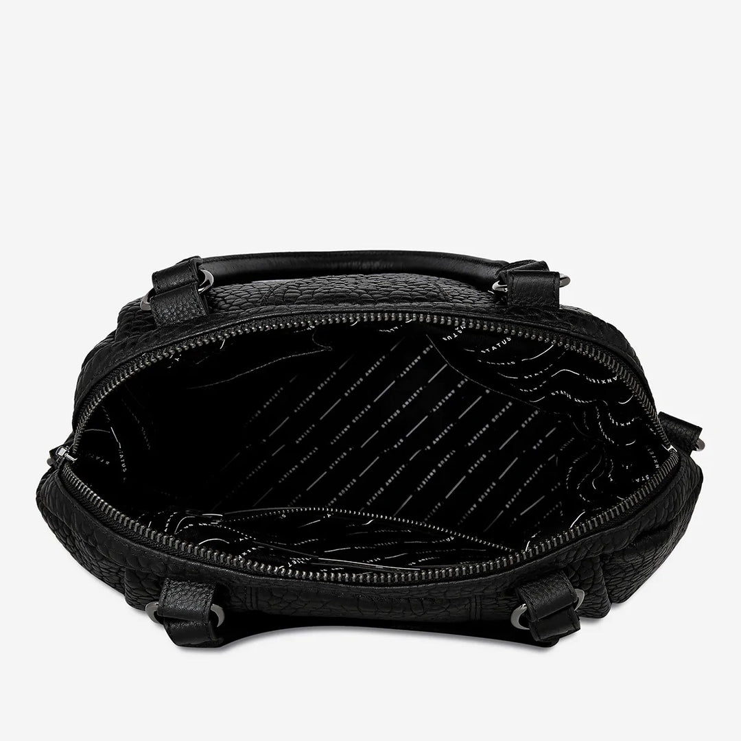 Status Anxiety WOMENS FORCE OF BEING LEATHER BAG - BLACK BUBBLE, WOMENS BAGS & CLUTCHES, STATUS ANXIETY, Elwood 101