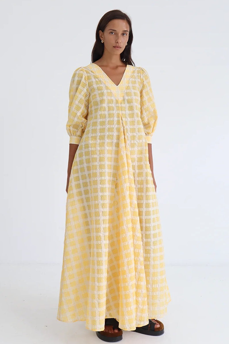 BLANCA Womens Fennie Dress Yellow Gingham