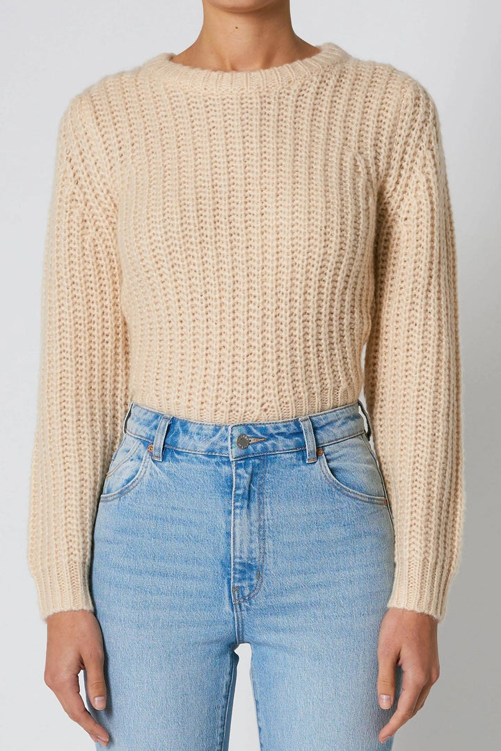 ROLLAS Womens Fluffy Sailor Sweater Cream, WOMENS KNITS & SWEATERS, ROLLAS, Elwood 101