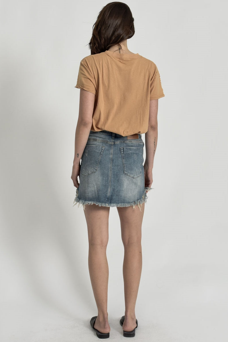 OneTeaspoon WOMENS STORM BOY STRETCH 2020 MINI HIGH WAIST DENIM SKIRT, WOMENS SKIRTS, OneTeaspoon, Elwood 101
