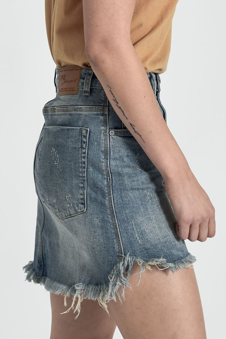 OneTeaspoon WOMENS STORM BOY STRETCH 2020 MINI HIGH WAIST DENIM SKIRT, WOMENS SKIRTS, OneTeaspoon, Elwood 101