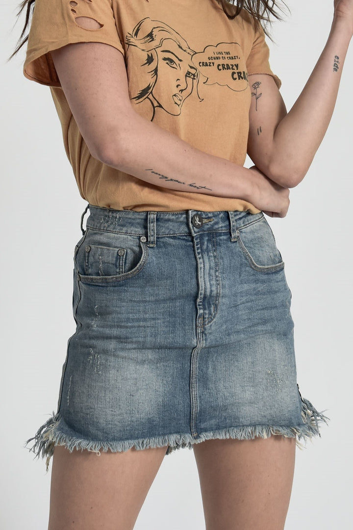 OneTeaspoon WOMENS STORM BOY STRETCH 2020 MINI HIGH WAIST DENIM SKIRT, WOMENS SKIRTS, OneTeaspoon, Elwood 101