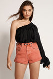 OneTeaspoon WOMENS CORAL STUDDED BANDITS HIGH WAIST DENIM SHORT - CORAL, WOMENS SHORTS, OneTeaspoon, Elwood 101