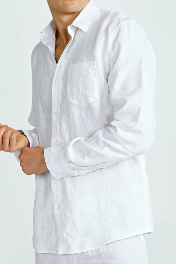 Ortc MENS LINEN SHIRT - WHITE, MENS SHIRTS, ORTC Clothing Co, Elwood 101