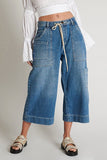 OneTeaspoon WOMENS DELAWARE UTILITY ORGANIC SUSTAINABLE BAD BOYS HIGH WAIST WIDE LEG JEAN - BLUE, WOMENS DENIM, OneTeaspoon, Elwood 101