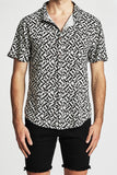 Nena Pasadena MENS HYPNOTIZE SHORT SLEEVE PARTY SHIRT BLACK-WHITE, MENS SHIRTS, NENA PASADENA, Elwood 101