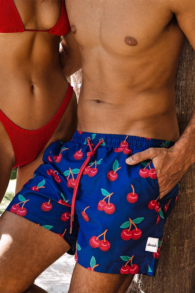 Skwosh Club MENS  CHERRY PICKER SWIM SHORTS, MENS SHORTS, SKWOSH CLUB, Elwood 101