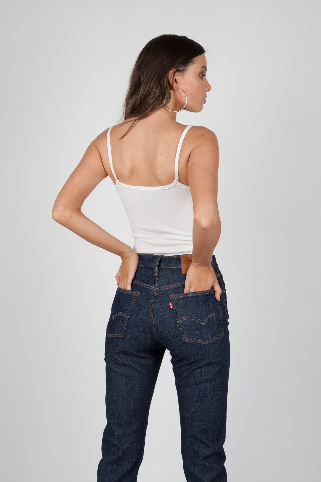 Bayse Brand SPAGHETTI STRAP BUTTON DOWN BODYSUIT WHITE, WOMENS BODYSUITS, BAYSE BRAND, Elwood 101