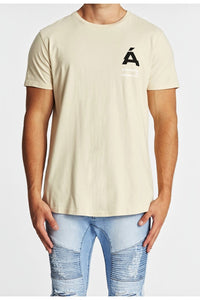 Americain MENS PLASIR DUAL CURVED HEM TEE- SAND, MENS TEE SHIRTS, AMERICAIN, Elwood 101