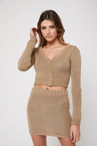 Rozalia Russian x Atoir WOMENS THE NIGHT CARDIGAN - GOLD, WOMENS KNITS & SWEATERS, APPAREL BY ROZALIA, Elwood 101