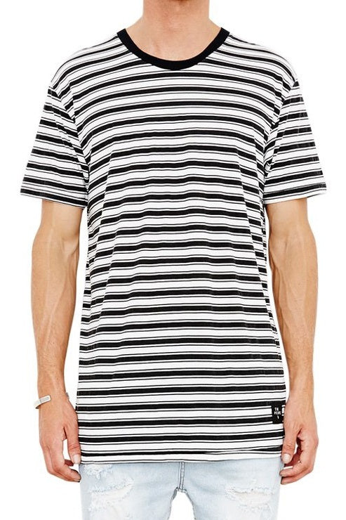 The People Vs MENS 1CM STRIPE TEE BLACK & WHITE, MENS TEE SHIRTS, THE PEOPLE VS, Elwood 101