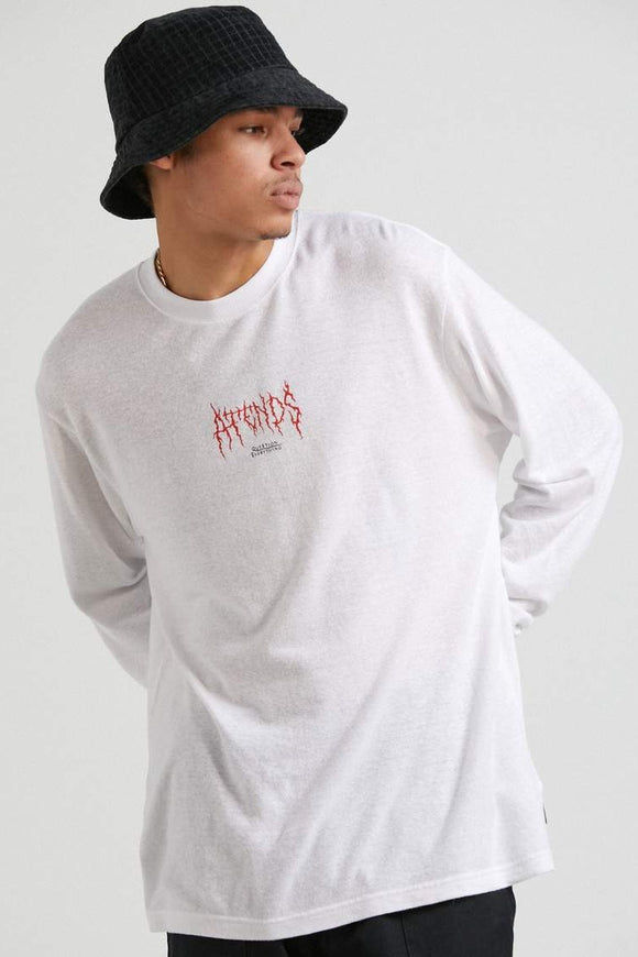 AFENDS MENS Other Days - Hemp Retro Fit Long Sleeve T Shirt - White, MENS TEE SHIRTS, AFENDS, Elwood 101