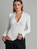 BAYSE BRAND Womens Celine Bodysuit - White, WOMENS BODYSUITS, BAYSE BRAND, Elwood 101