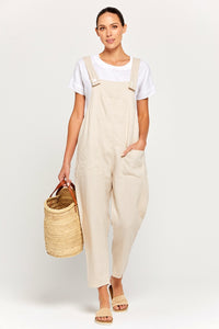 BY RIDLEY Womens Ezra Linen Jumpsuit - Ecru, WOMENS JUMPSUITS & OVERALLS, BY RIDLEY, Elwood 101