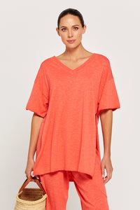 BY RIDLEY Womens Teresa Linen Top - Coral, WOMENS TOPS & SHIRTS, BY RIDLEY, Elwood 101
