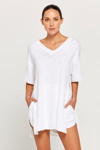 BY RIDLEY Womens Teresa Linen Top - White, WOMENS TOPS & SHIRTS, BY RIDLEY, Elwood 101