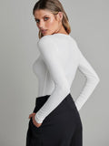 Bayse Brand WOMENS LONG SLEEVE CREW NECK BODYSUIT - WHITE, WOMENS BODYSUITS, BAYSE BRAND, Elwood 101