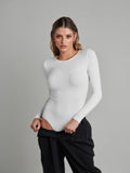 Bayse Brand WOMENS LONG SLEEVE CREW NECK BODYSUIT - WHITE, WOMENS BODYSUITS, BAYSE BRAND, Elwood 101